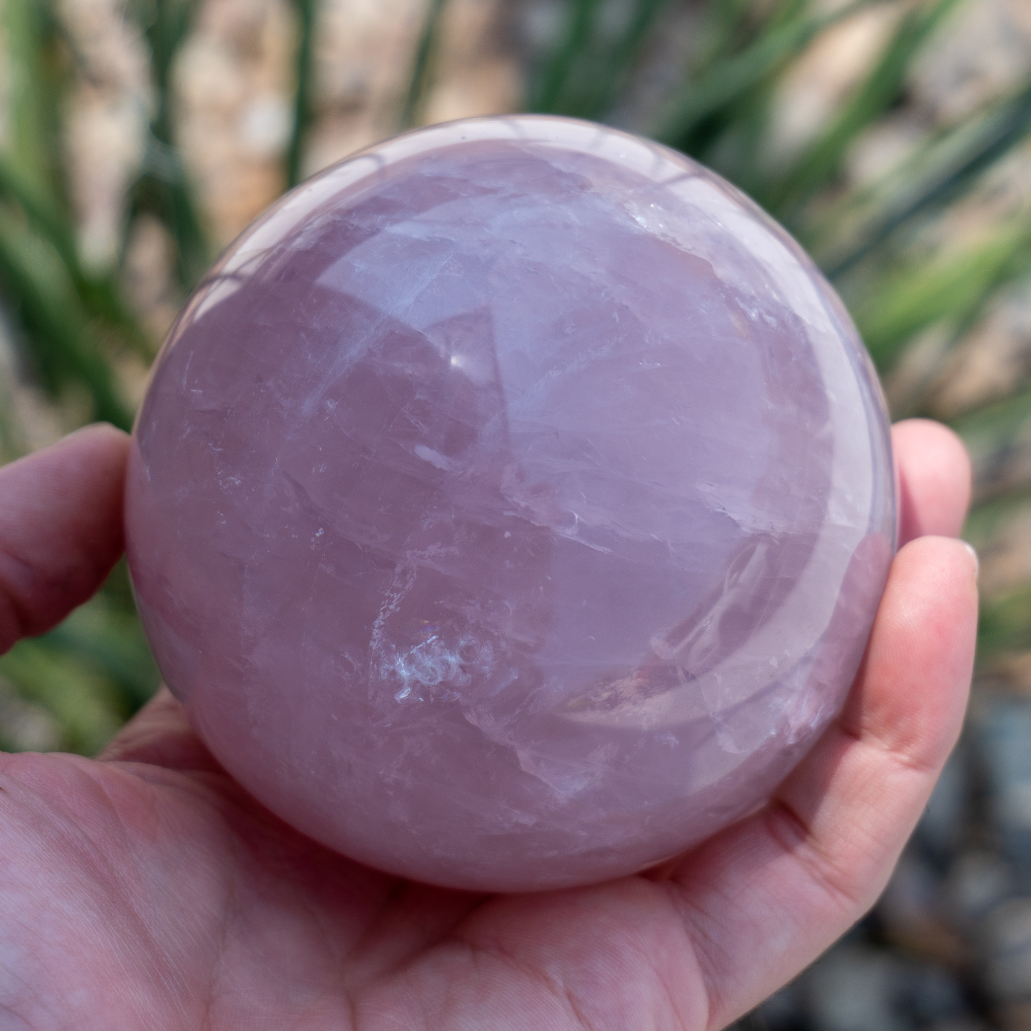 rose quartz sphere making