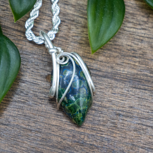 Azurite and Malachite Silver Wrap
