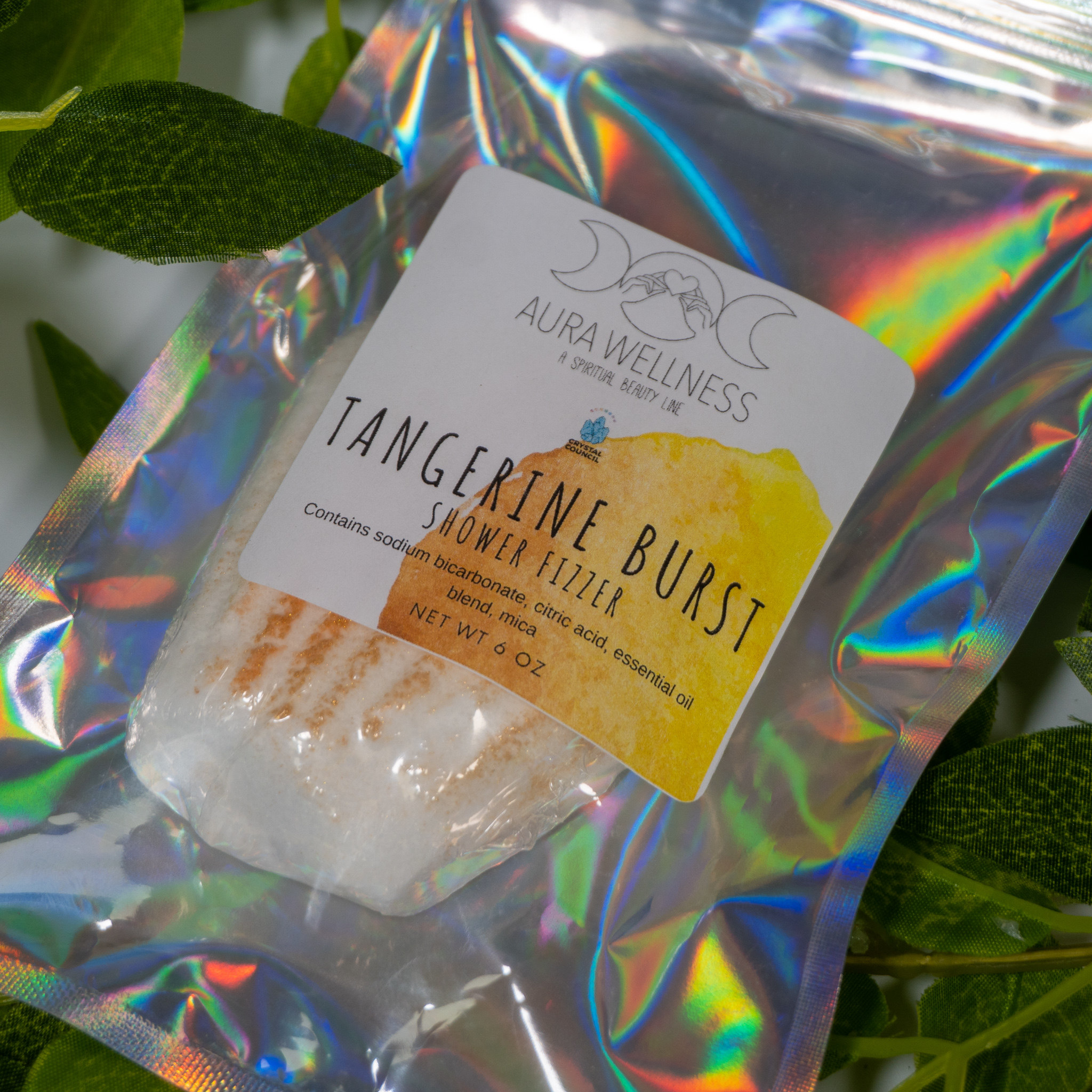 Tangerine & Mica Shower Fizzer The Crystal Council