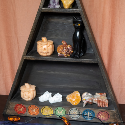 Chakra Pyramid Wooden Crystal Shelf