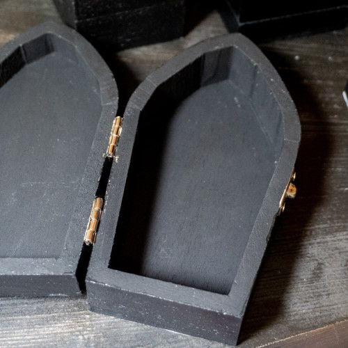 Small Black Wood Coffin Holder