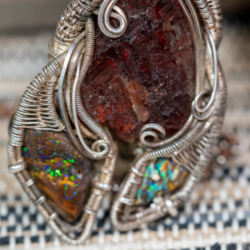 Spessarite Garnet and Boulder Opal Wrap