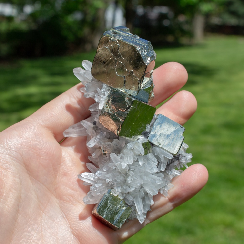 Peruvian Quartz and Pyrite Cube Cluster - The Crystal Council